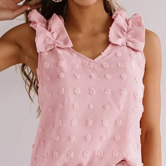 Tank Top Pink Ruffle Swiss Dot 2XL 18 - Picture 3 of 10